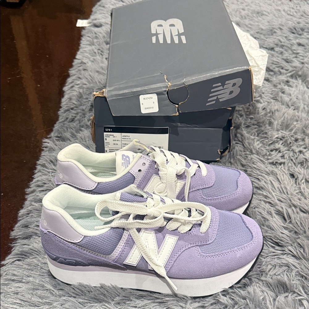 New Balance Women's Lavender and White Sneakers